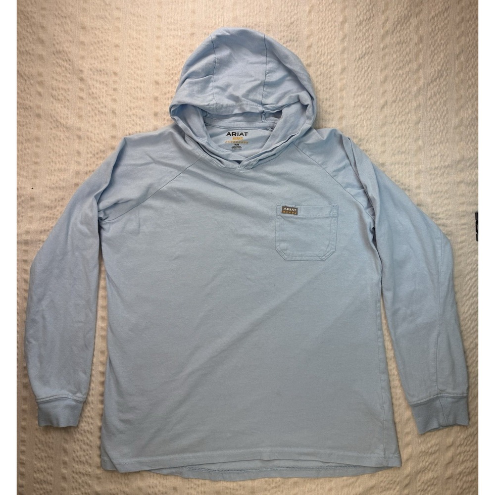 Ariat Light Blue Hooded Long Sleeve Pocket Tee